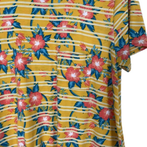 Lularoe Uneven Hem Yellow Floral Short Sleeve Swing Style T-Shirt Dress Size M - Picture 7 of 10
